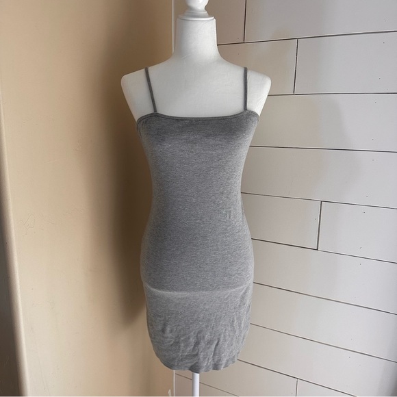 Topshop Gray Spaghetti Strap Dress fitted Mini Summer stretchy Slim Fit Size 8 - Picture 3 of 8